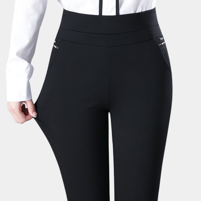 Chic Damen High Waist Stretch Pants - Pantalon élégant à la taille pour un look féminin