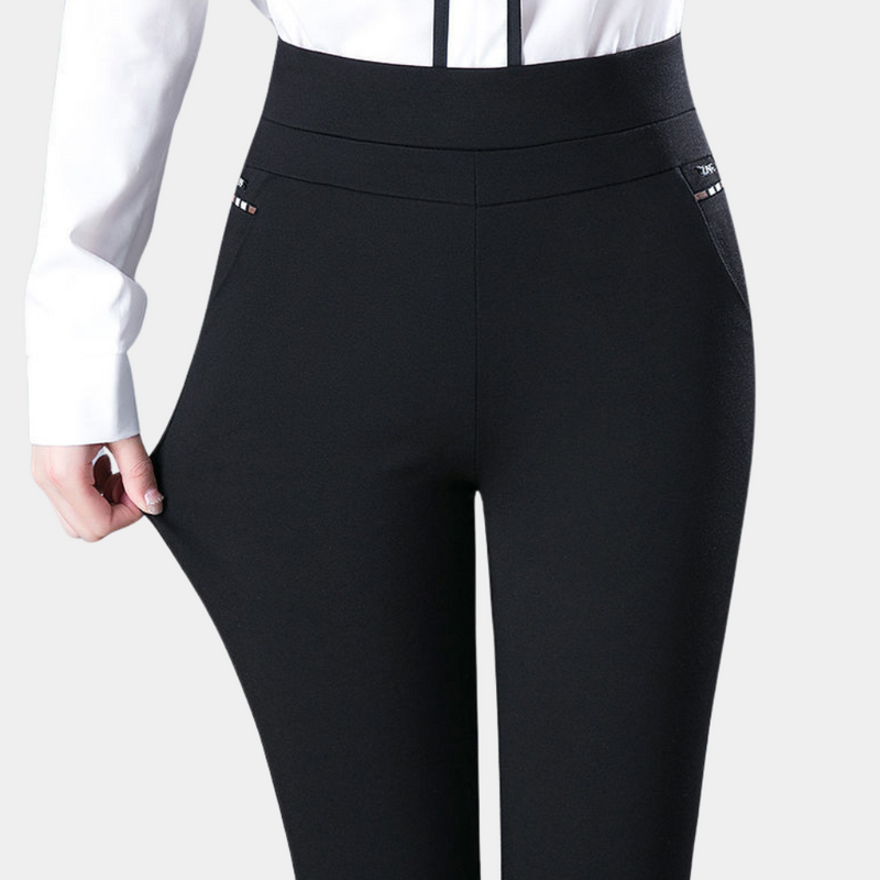 Chic Damen High Waist Stretch Pants - Pantalon élégant à la taille pour un look féminin