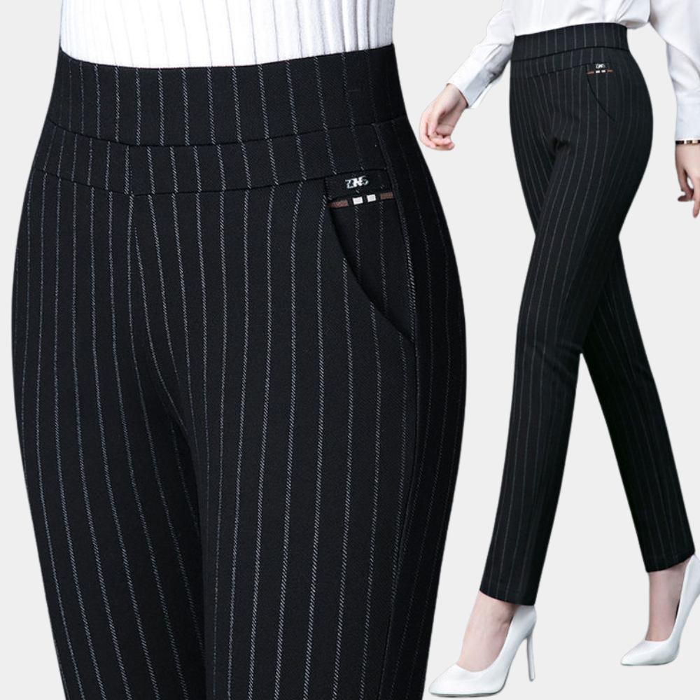 Chic Damen High Waist Stretch Pants - Pantalon élégant à la taille pour un look féminin