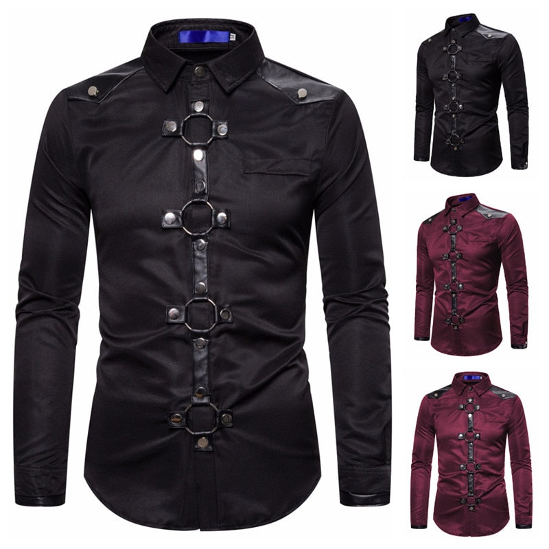 Camisa Gótica con Tachuelas para Hombre