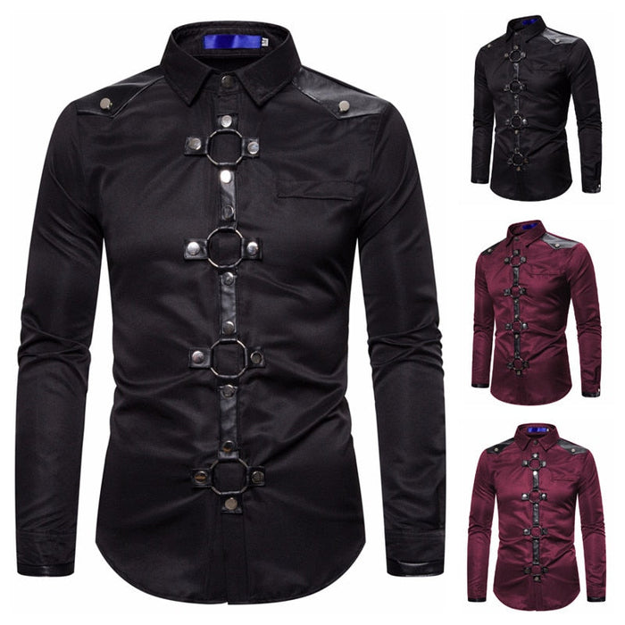 Camisa Gótica con Tachuelas para Hombre