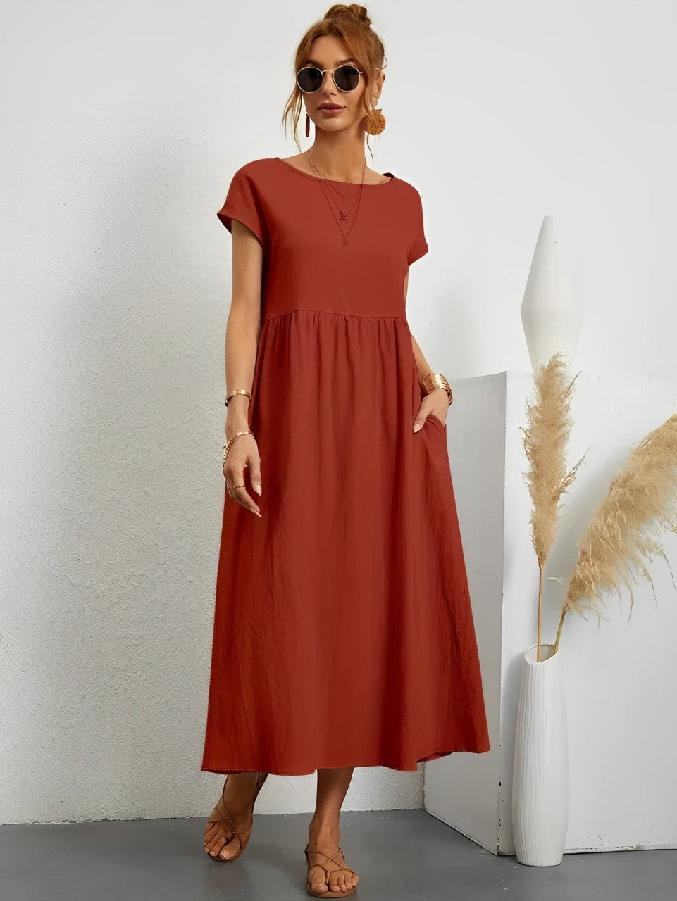 Camille - Époustouflante robe d'été respirante avec coupe confortable pour la chaleur