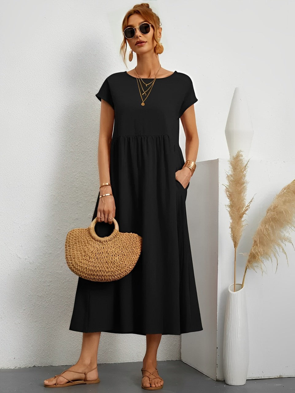 Camille - Époustouflante robe d'été respirante avec coupe confortable pour la chaleur