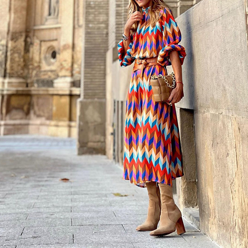 Robe midi élégante Keira à imprimé coloré - Parfaite pour toutes les occasions