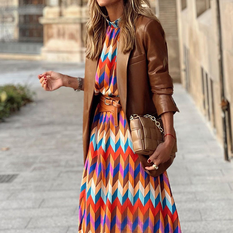 Robe midi élégante Keira à imprimé coloré - Parfaite pour toutes les occasions