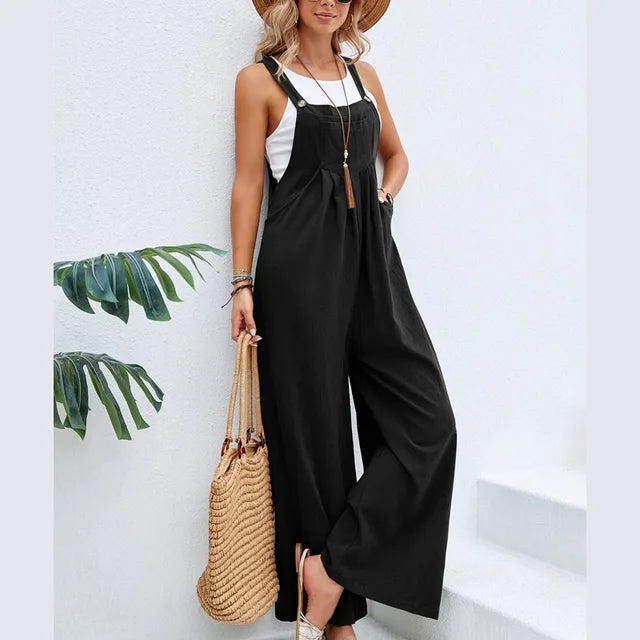 Combinaison décontractée chic pour femmes - coupe confortable avec jambes larges pour les sorties estivales