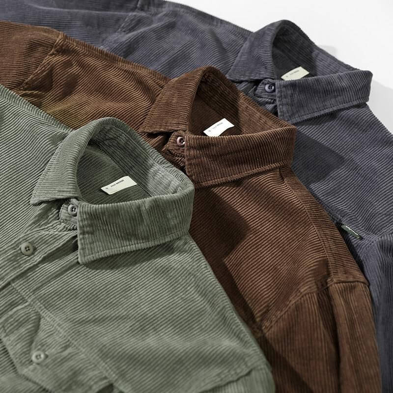 Chemise décontractée à manches longues pour hommes au style rétro élégante