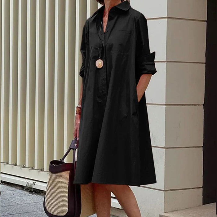 Élégante robe midi pour femme avec col stylé - Roella