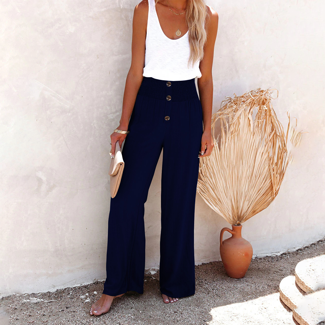 Pantalon tendance à taille haute et à jambe large pour les femmes, pour un look élégant et confortable