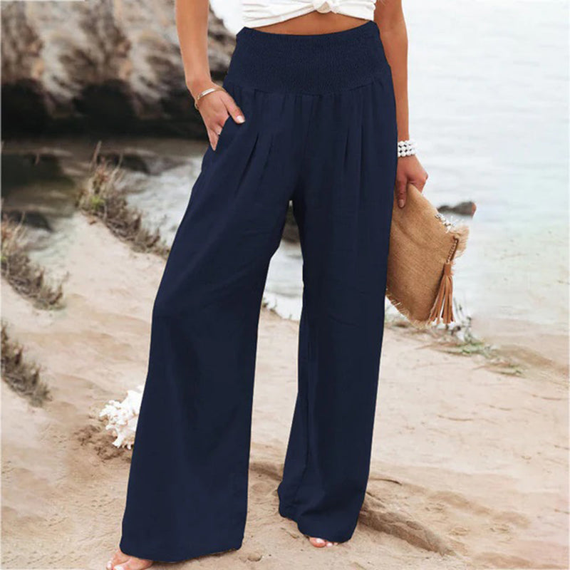 Pantalon d'été à jambes larges pour femmes - Confort et élégance en noir