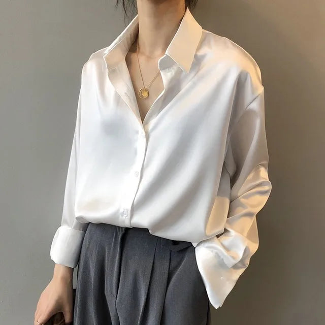 Chemisier en soie élégant - Chemisier ample et sophistiqué pour femmes pour un look élégant