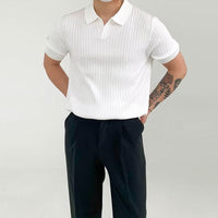 Polo classique en coton côtelé pour hommes - Coupe confortable, manches courtes, style décontracté