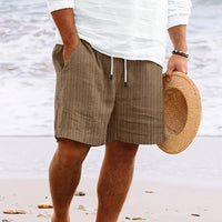 Pantalon Corti da Uomo - Combinazione di Cotone e Lino - Vestibilità comoda - Vita con coulisse - Tasche multiple