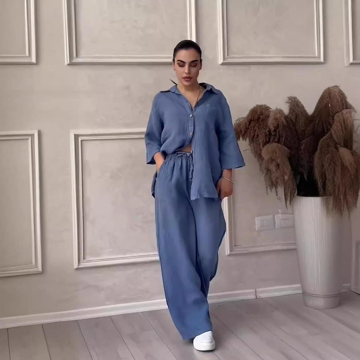 Ensemble lounge 2 pièces en lin - Confortable pour les femmes pour une détente ultime