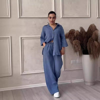 Ensemble lounge 2 pièces en lin - Confortable pour les femmes pour une détente ultime