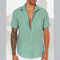Camisole décontractée pour hommes - mélange d'algues - fermeture à glissière - manteau court - rayons verticaux