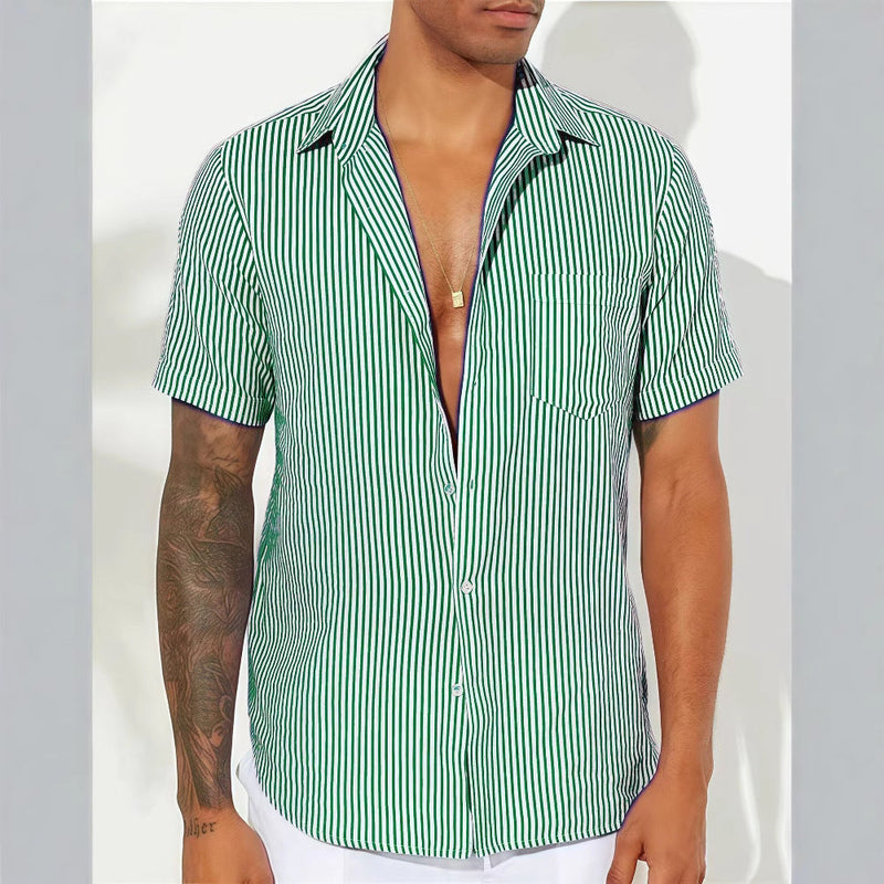 Camisole décontractée pour hommes - mélange d'algues - fermeture à glissière - manteau court - rayons verticaux