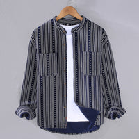 Chemise homme à rayures rétro à manches longues élégante