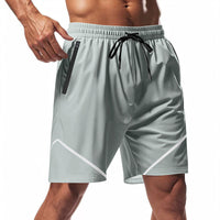 Short de sport pour homme - Tejido ligero de secado rápido - Corte holgado - Largo hasta la rodilla - Bolsillos con cremallera