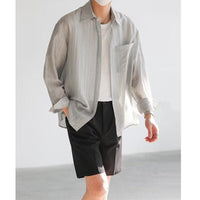 Camisa de manga larga para hombre - Algodón liviano - Corte relajado - Casual con botones