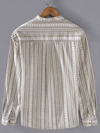 Chemise homme à rayures rétro à manches longues élégante