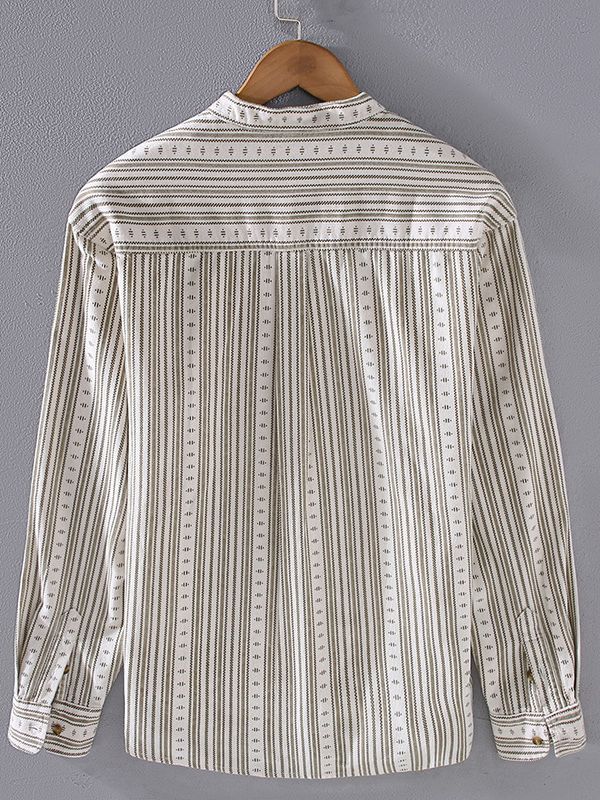 Chemise homme à rayures rétro à manches longues élégante