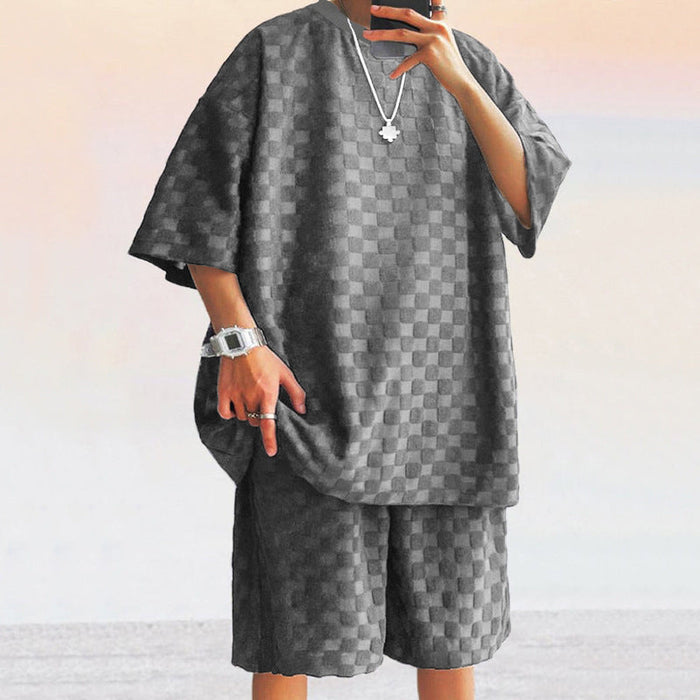 Ensemble Décontracté Homme - Tissu Jacquard - Chemise Oversized & ShortRelaxation