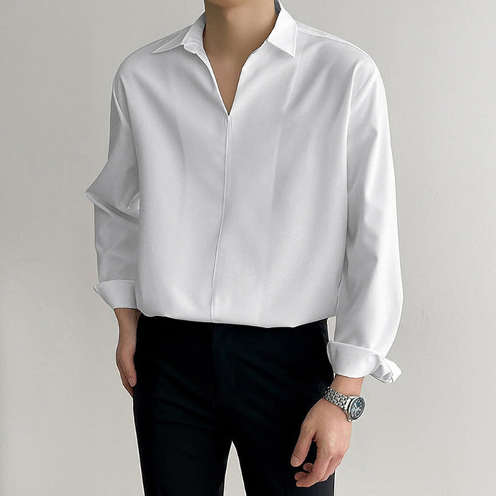 Chemise décontractée à col en V pour hommes - Coupe confortable et matière légère et respirante