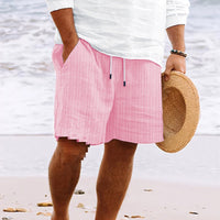 Pantalon Corti da Uomo - Combinazione di Cotone e Lino - Vestibilità comoda - Vita con coulisse - Tasche multiple