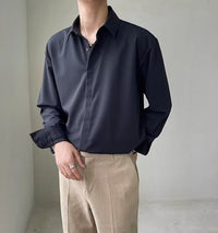 Camisa Formal para Hombre - Ajuste Slim - Manga Larga - Botón Oculto - Tela Elástica