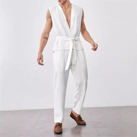 Ensemble Débardeurs et Pantalons Homme - Coton Léger et Confortable - Coupe Décontractée - Haut Sans Manches avec Ceinture