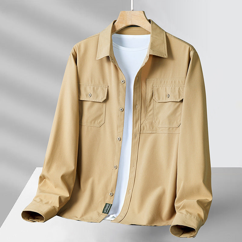 Camisole de l'homme à manches longues - Vestibilità Comoda - Chiusura con Bottoni - Tasche Utili - Leggera e Traspirante