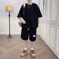 Ensemble sportif pour hommes - coupe décontractée - T-shirt à manches courtes et short à cordon ajustable - coton respirant