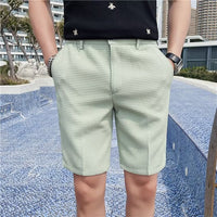 Bermuda Homme Slim Fit en Tissu Texturé avec Boutons à la Taille et Passants pour Ceinture