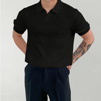 Polo classique en coton côtelé pour hommes - Coupe confortable, manches courtes, style décontracté