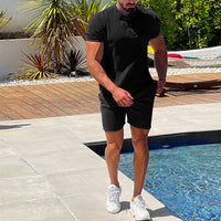 Set Casual pour Hommes - Mélange Coton Lin - Chemise Henley Slim Fit & Short Relaxed