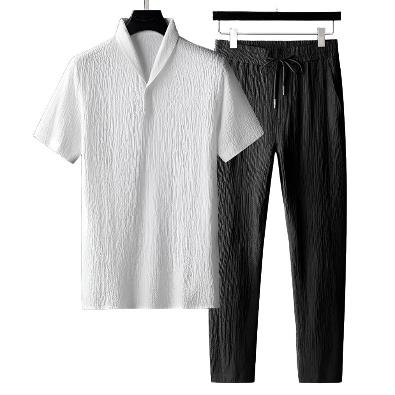 Matthijs | Elégant ensemble polo et pantalon en coton pour un look élégant
