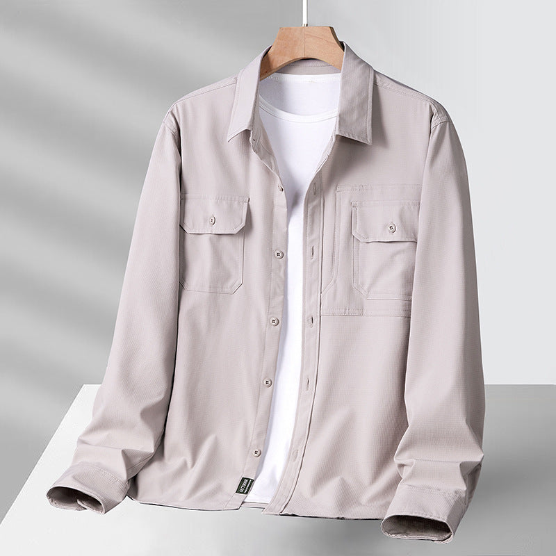 Camisole de l'homme à manches longues - Vestibilità Comoda - Chiusura con Bottoni - Tasche Utili - Leggera e Traspirante