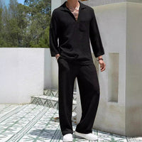 Ensemble Lounge pour Homme - Confort Décontracté - Chemise à Manches Longues & Pantalon Long - Tissu en Maille Douce