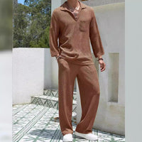 Ensemble Lounge pour Homme - Confort Décontracté - Chemise à Manches Longues & Pantalon Long - Tissu en Maille Douce