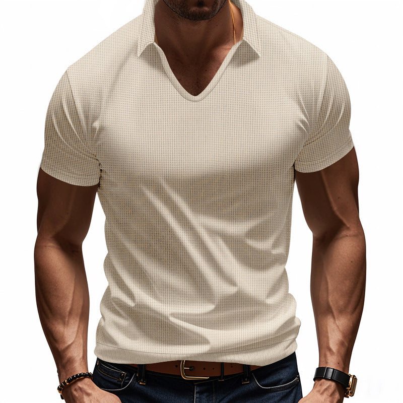 Polo de qualité supérieure pour hommes - Coupe décontractée confortable - Col en V élégant - Manches courtes décontractées parfaites pour tous les jours