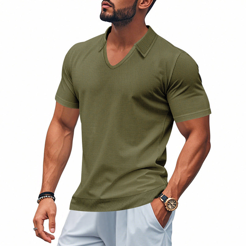 Polo de qualité supérieure pour hommes - Coupe décontractée confortable - Col en V élégant - Manches courtes décontractées parfaites pour tous les jours