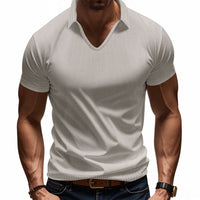 Polo de qualité supérieure pour hommes - Coupe décontractée confortable - Col en V élégant - Manches courtes décontractées parfaites pour tous les jours