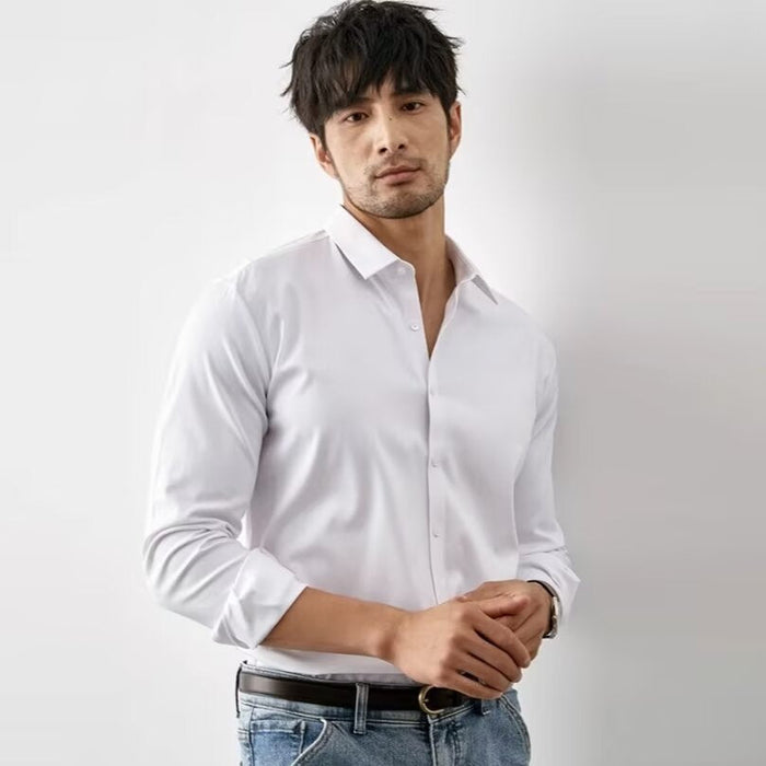 Camisole pour homme - corte ajustado - sensación de seda artificial - manga larga con botones - estilo business casual