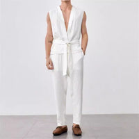 Ensemble Débardeurs et Pantalons Homme - Coton Léger et Confortable - Coupe Décontractée - Haut Sans Manches avec Ceinture