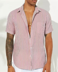 Camisole décontractée pour hommes - mélange d'algues - fermeture à glissière - manteau court - rayons verticaux