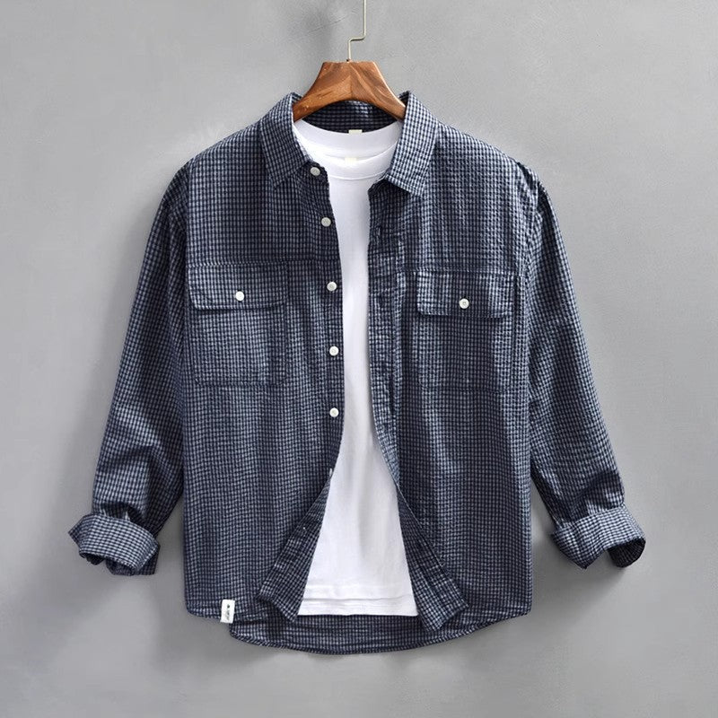 Camisole de manga longue pour homme avec boutons - ajustement ajustable - algodón liviano - designño a rayas