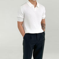 Polo classique en coton côtelé pour hommes - Coupe confortable, manches courtes, style décontracté
