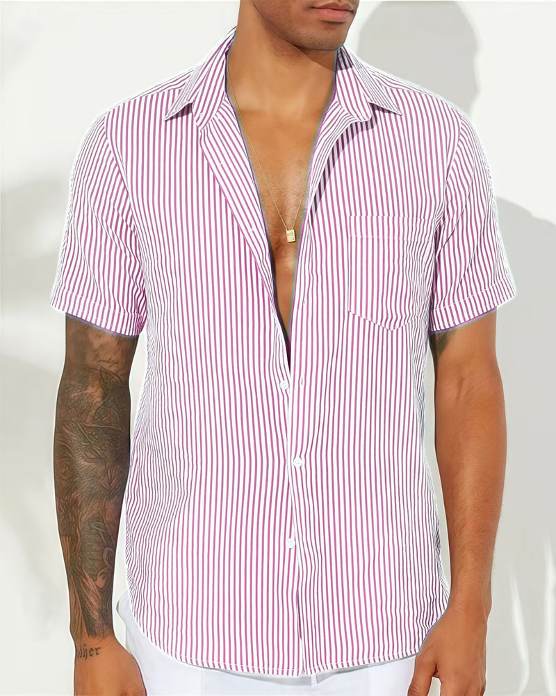 Camisole décontractée pour hommes - mélange d'algues - fermeture à glissière - manteau court - rayons verticaux