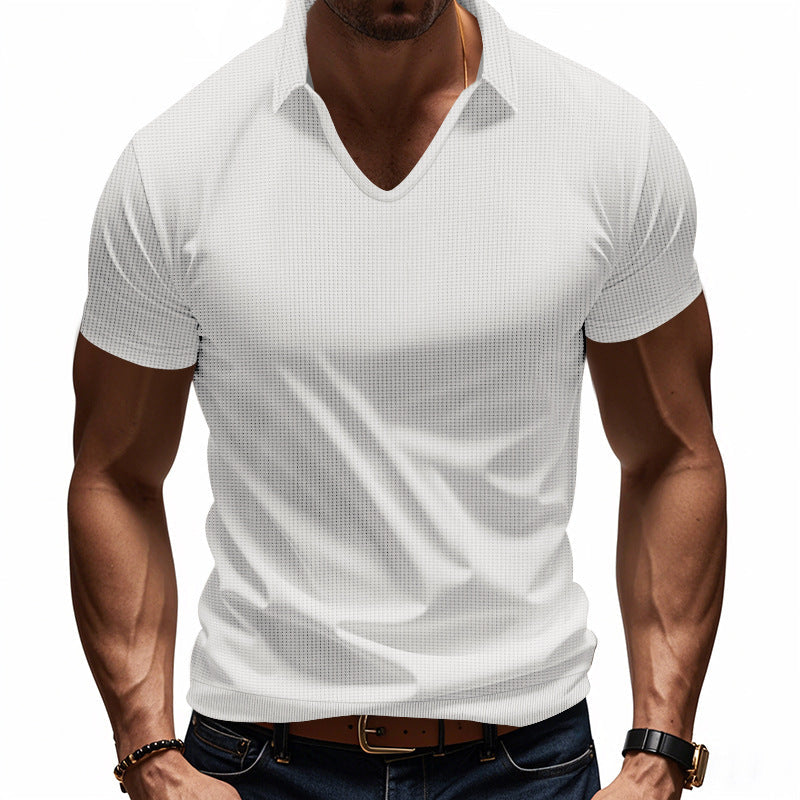 Polo de qualité supérieure pour hommes - Coupe décontractée confortable - Col en V élégant - Manches courtes décontractées parfaites pour tous les jours